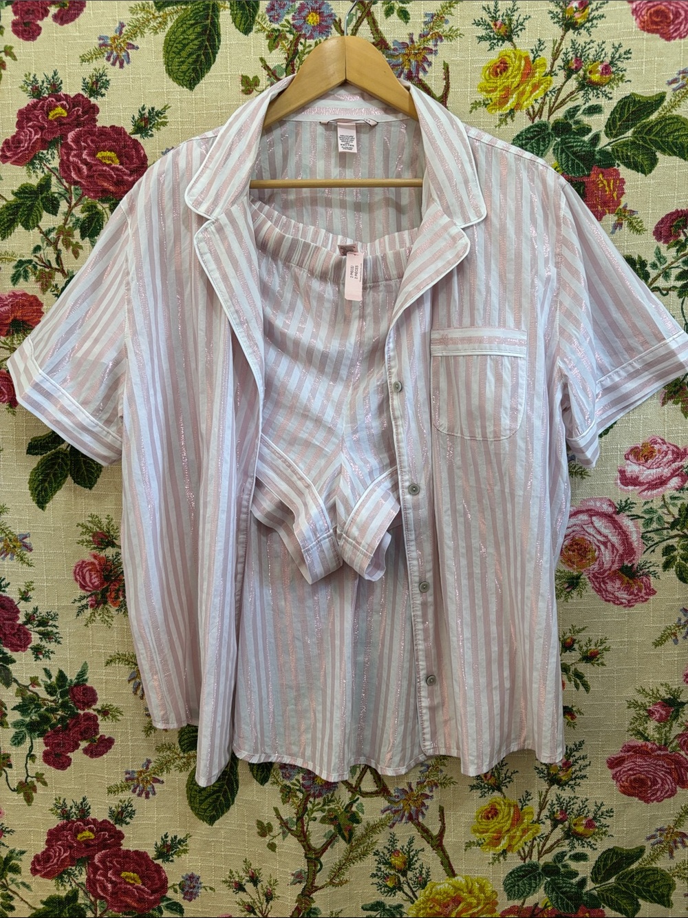 XL Victorias Secret Pajamas Set New with Tags Iconic Pink and White Stripes - Picture 2 of 12